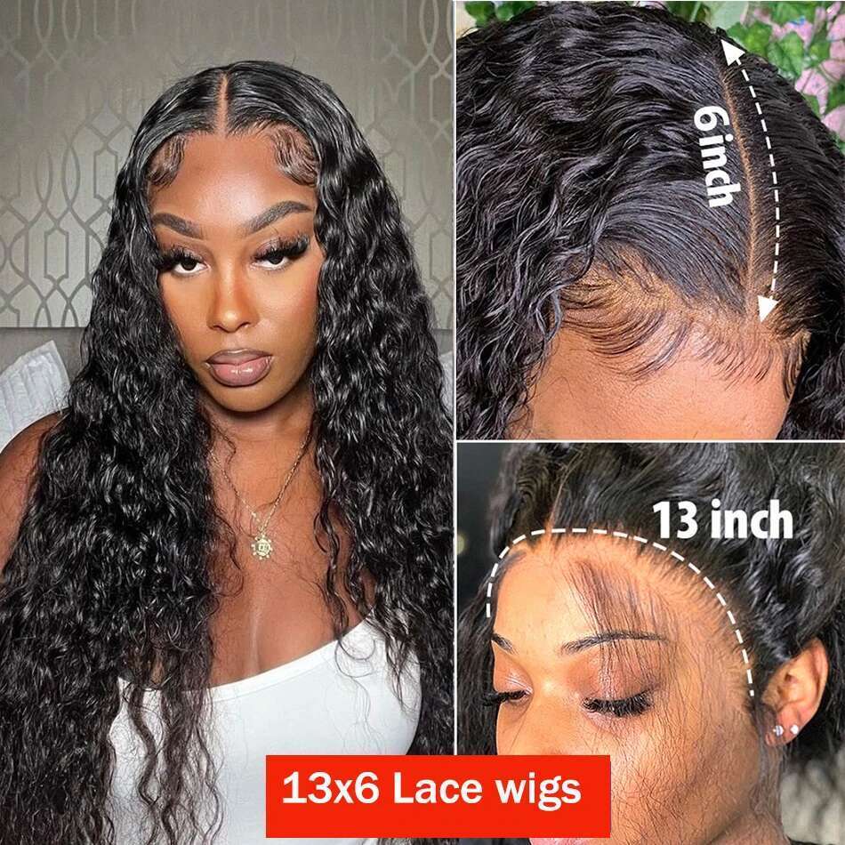 Deep Front Wig Curly 30 Inch Hd 13x6 Water Wave Lace Frontal Human Hair Wigs For Black Women on Sale