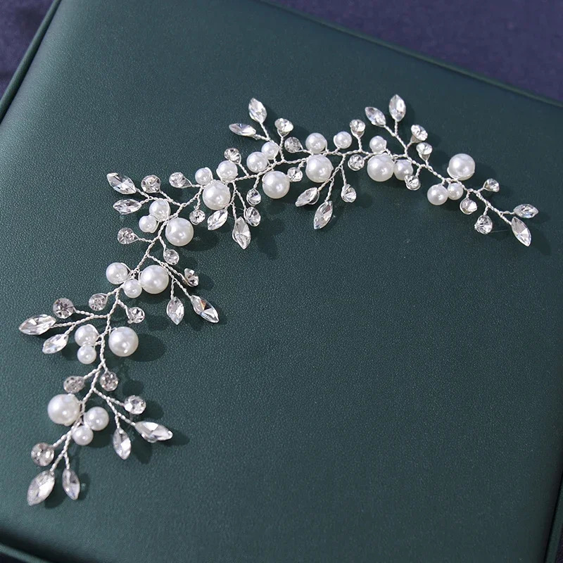 Wedding Crystal Hair Vines Flower Leaf Headpieces Handmade Pearls Crystal Headbands Prom Bridal Wedding Hair Accessories Jewelry 250610