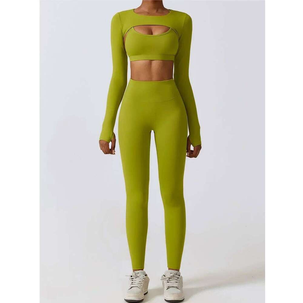 3 Piece Yoga Set Workout Outfits Women Tracksuit Jacket Sport Bra High Waist Leggings Fiess Long Sleeve Gym Zipper Sportswear