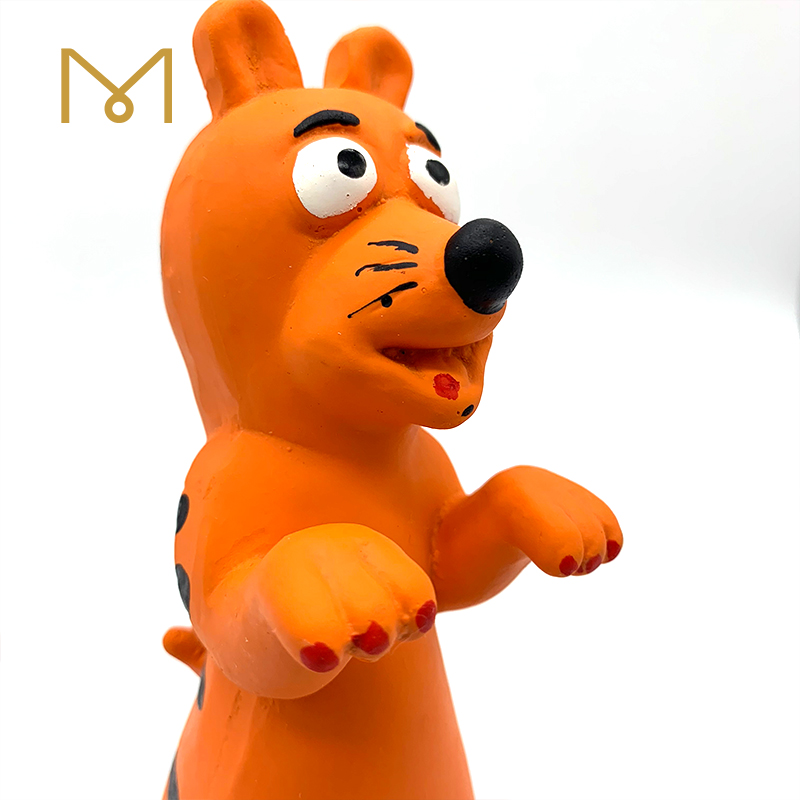 Rubber Squeaky Soft Dog Toy Latex Pet Chew Orange Tiger Dog Toys 4pcs/Pack