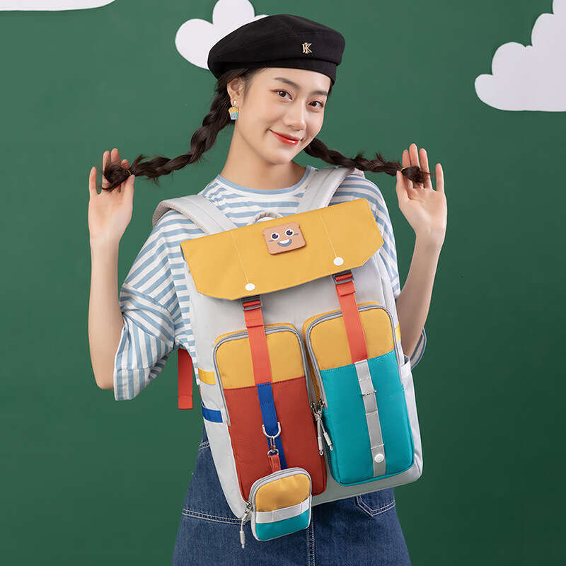 Ins Korean Style Niche Junior High School Student For Girls Cute Casual Fashion Versatile Flip Cover Travel Backpack