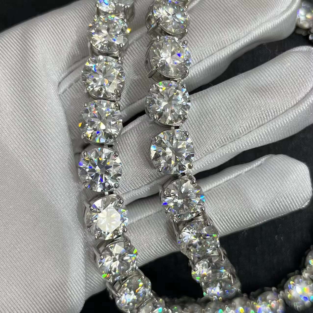 Pretty Hot VVS Moissanite Diamond Tennis Chain Necklace 925 Silver Jewelry Color Tennis Chain OACOCA