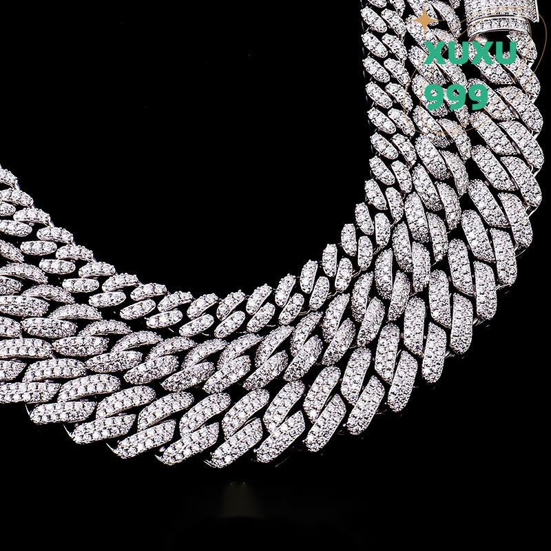 Cuban Link Hip Hop Moissanite Necklace 8mm-12mm Sizes VVS 925 Sterling Silver Unique Moissanite Cuban Chain OACOCA