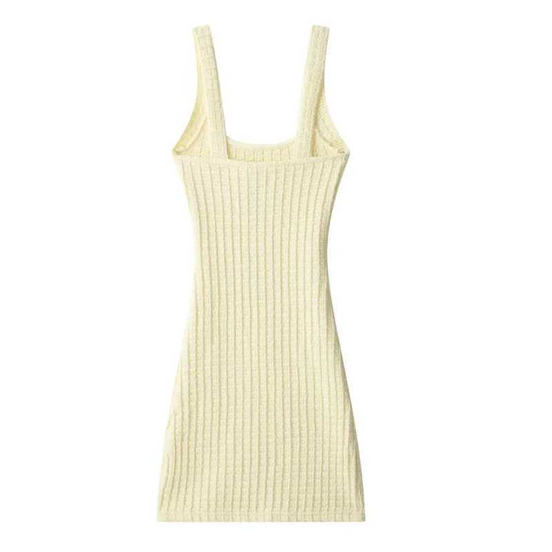 TRAF Yellow Mini Slip Dresses 2025 Womens Spring Summer Elegant Backless Short Dresses Fashion Casual Y2k Party Dress Vestidos XJ250610