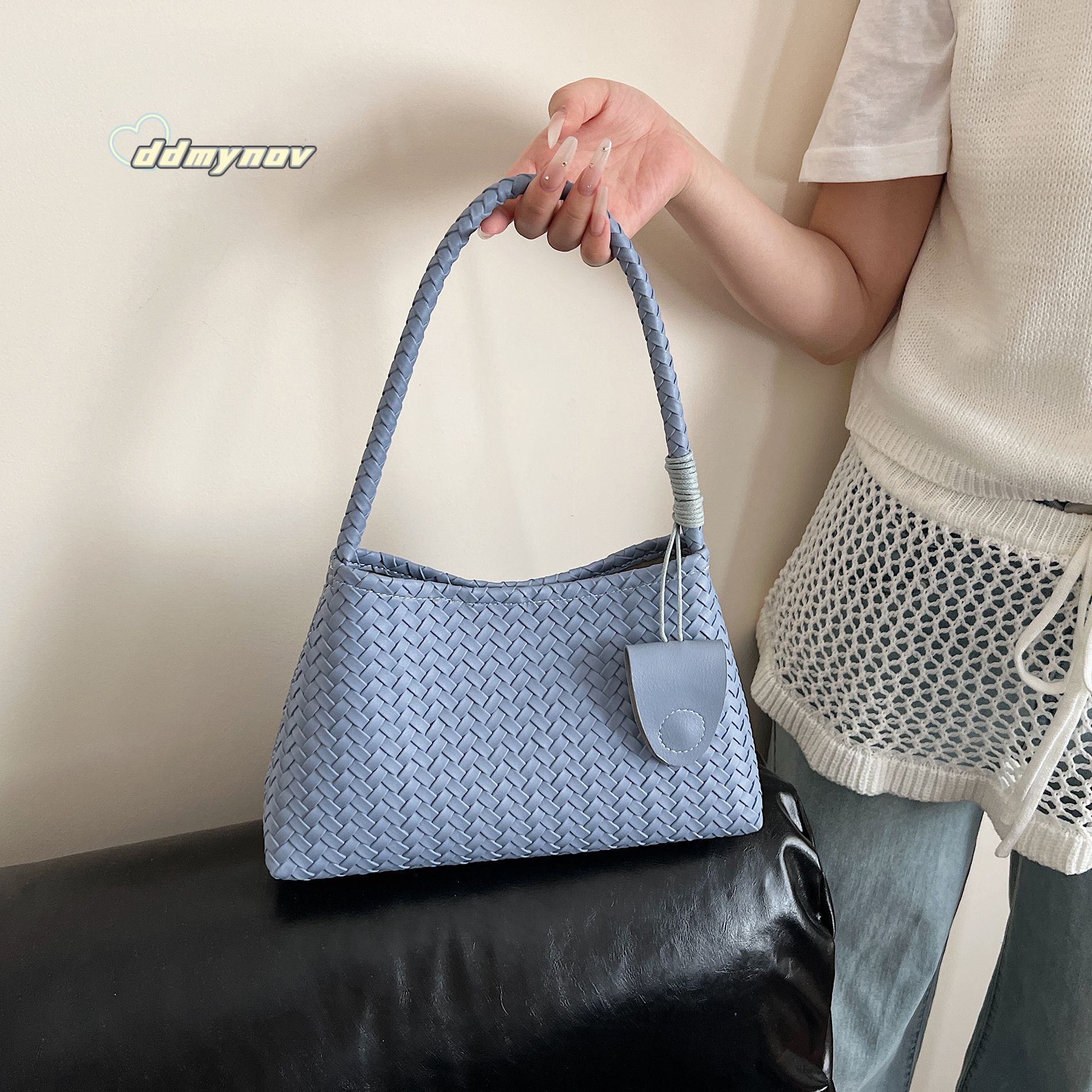 Korean Niche Handwoven Underarm Fashion Casual Handheld Mother-Daughter Large Capacity Shoulder Bag for Women ddmynov