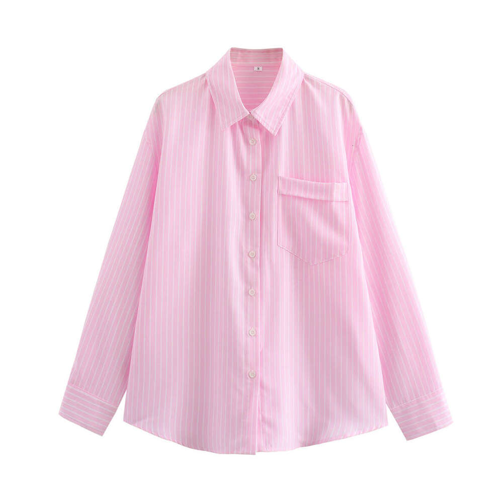 Summer New Style Four-Color Striped Single Pocket Loose Casual Shirt B5