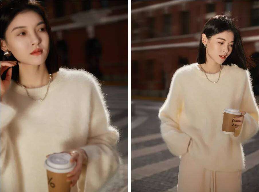Du Jia Furs Brushed 100% Fog Knitted Ultra-Soft Cashmere Sweater for Women