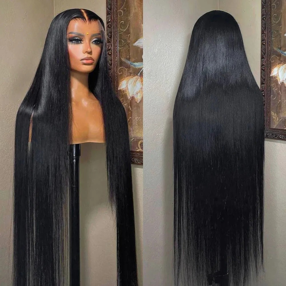 36 40 Inch 13x4 13x6 HD Transparent Bone Straight Lace Front Wigs 220 Density Brazilian Human Hair Wigs Synthetic For Women