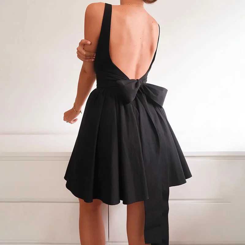 2025 Women Summer New Y2K Bubble Halter Mini Dress Elegant Summer Sleeveless Tie-up Backless Corset Evening Party Short Dress XJ250610
