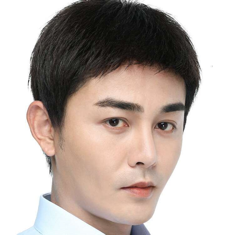Men's Real Full Xuchang Machine-Made Middle-Aged and Elderly Short Hair Crew Cut Wig