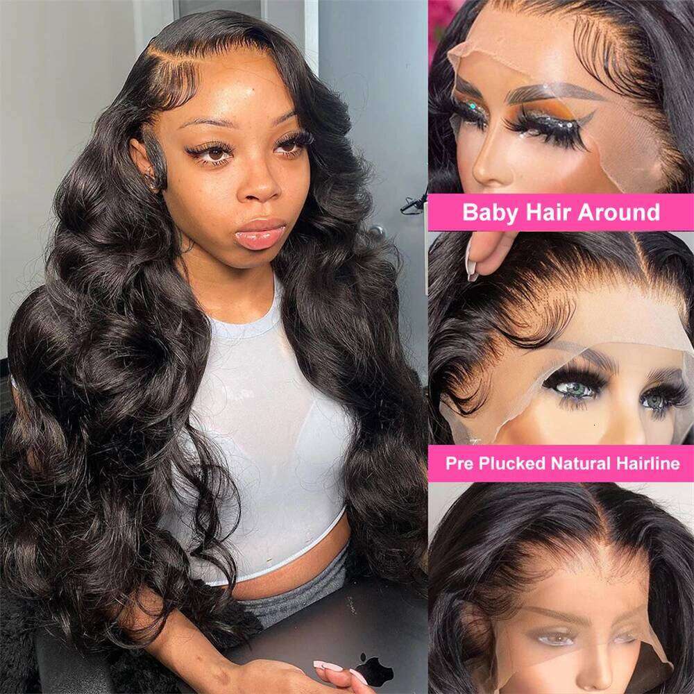 30 32 Inch Body Wave Front Transparent 13x4 13x6 Full Lace Frontal Brazilian Wigs 100% Human Hair Wig For Black Women