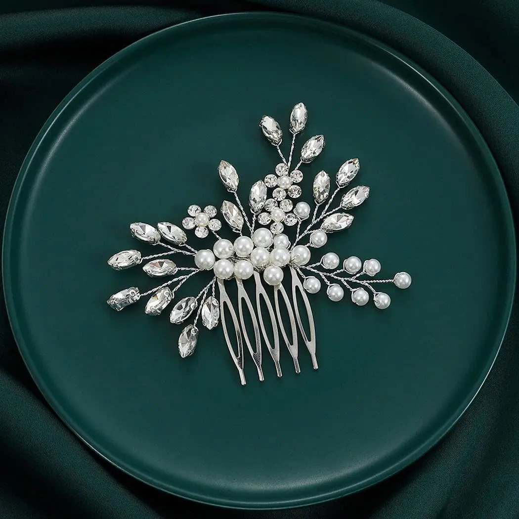 Fashion Handmade Flower Pearls Hair Comb For Women Bride Hairbands Clip Wedding Hair Accessories Crystal Headband Clips 250610