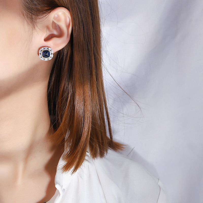 Women's Fashionable S925 Hinged Post Earings Decorated With Radiant Polychrome CZ Stones: Timeless Style Staple