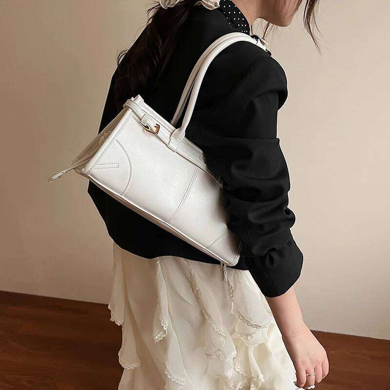 LEFTSIDE Small PU Leather Underarm Bags For Women 2025 Y2k Summer New Trend Fashion White Shoulder Tote Bag Handbags And Purses