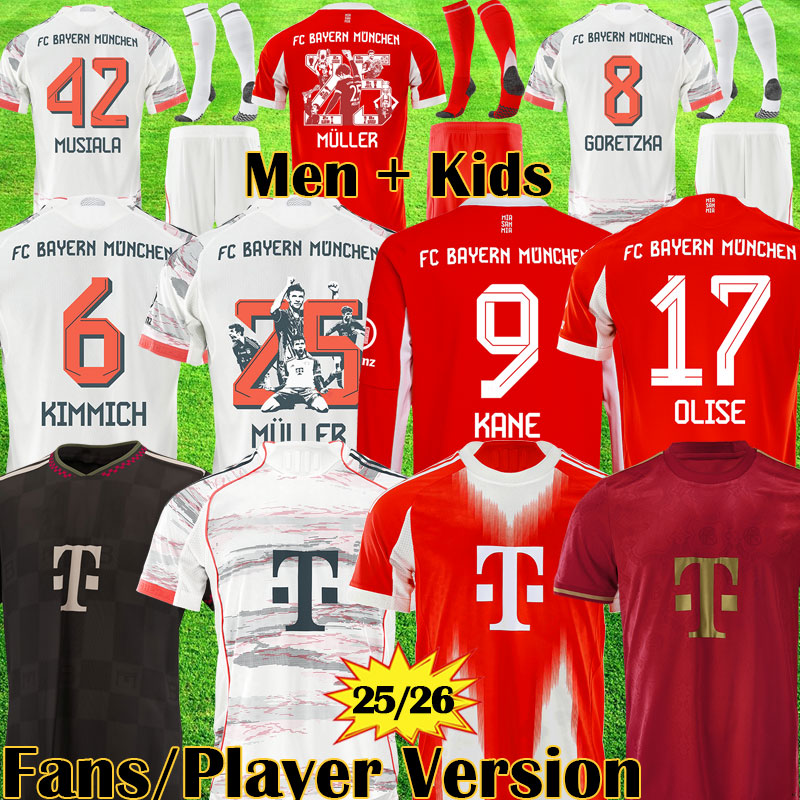 3XL 4XL 25 26 KANE soccer jerseyS 125TH SANE GNABRY GORETZKA KIMMICH MUSIALA 2025 2026 BAYERNS OLISE muNIChES MULLER Special football shirt MINJAE Men Kids sets 8899