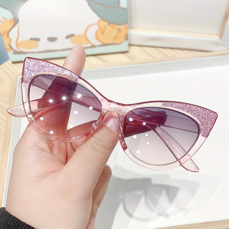 Sunglasses Lovely Cat Eye Children Shiny Bowknot Sun Glasses Kids Cute Baby Eyewear Trend Girls Boy Eyeglasses Z260305