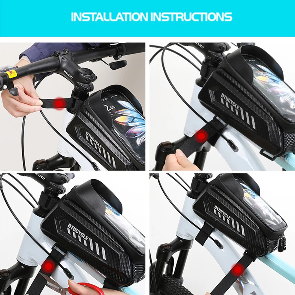 1.5L EVA Bicycle Top Tube Bag 7.4 TPU Touchscreen Bike Frame Front Tube Bag Waterproof Hard Casing Bike Bag Bike Accessories 250610