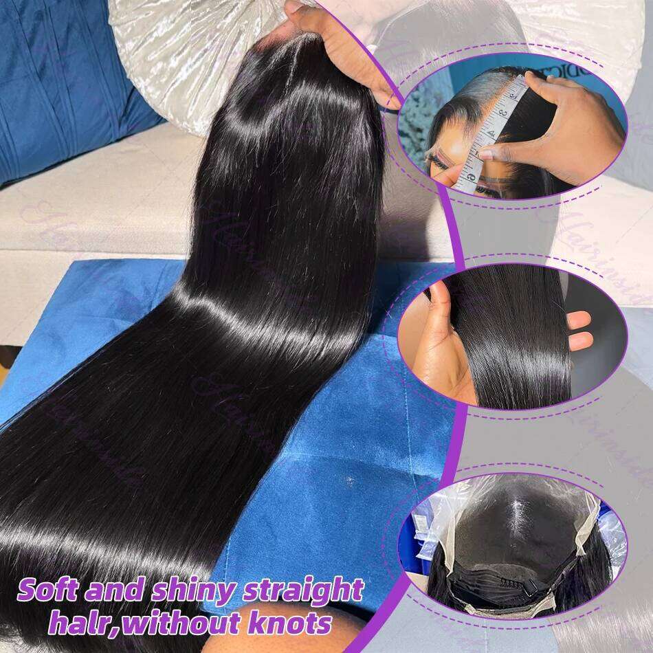 220 Density Bone Straight 13x4 Front Wigs 30 Inch Brazilian 13x6 13x7 HD Transparent Lace Frontal Human Hair Wig For Women