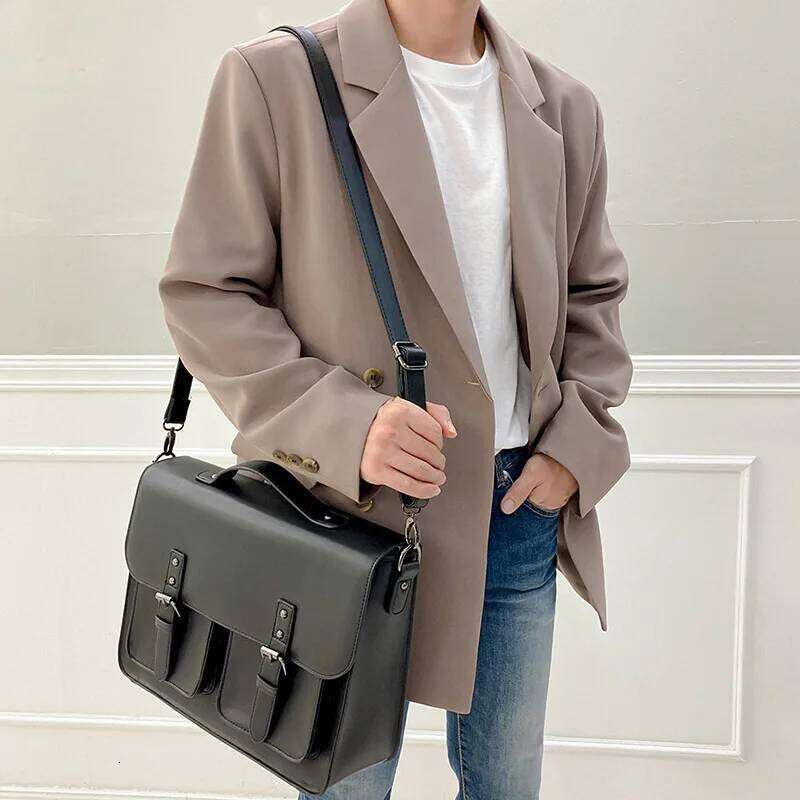 Fashion Korean Style Man Bussiness Briefcases Backpacks Handbags Unisex Office Classic High Capacity Laptop Shoulder Bags
