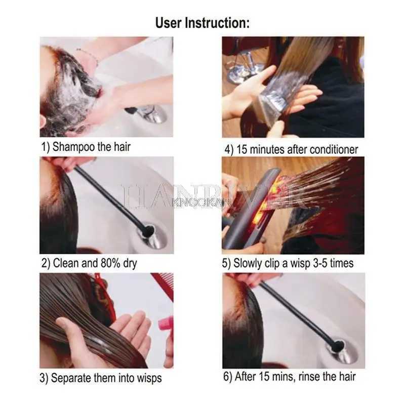 Hot Sale Ultrasonic Infrared Hair Care Iron Recovers The Damaged Hair LCD Display Hair Treatment Styler Cold Iron Straightener W250610