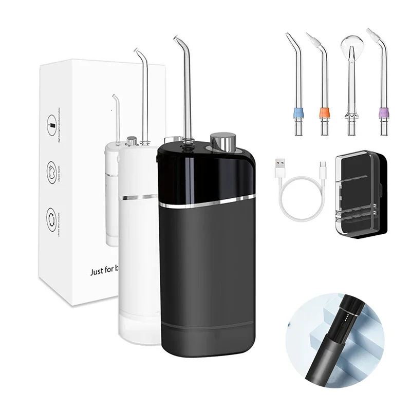 Mini Portable Oral Irrigator Travel Water Flosser On the Go Dental Flusher Water Pick 4 Nozzles Rechargeable Teeth Gum Cleaner 250605