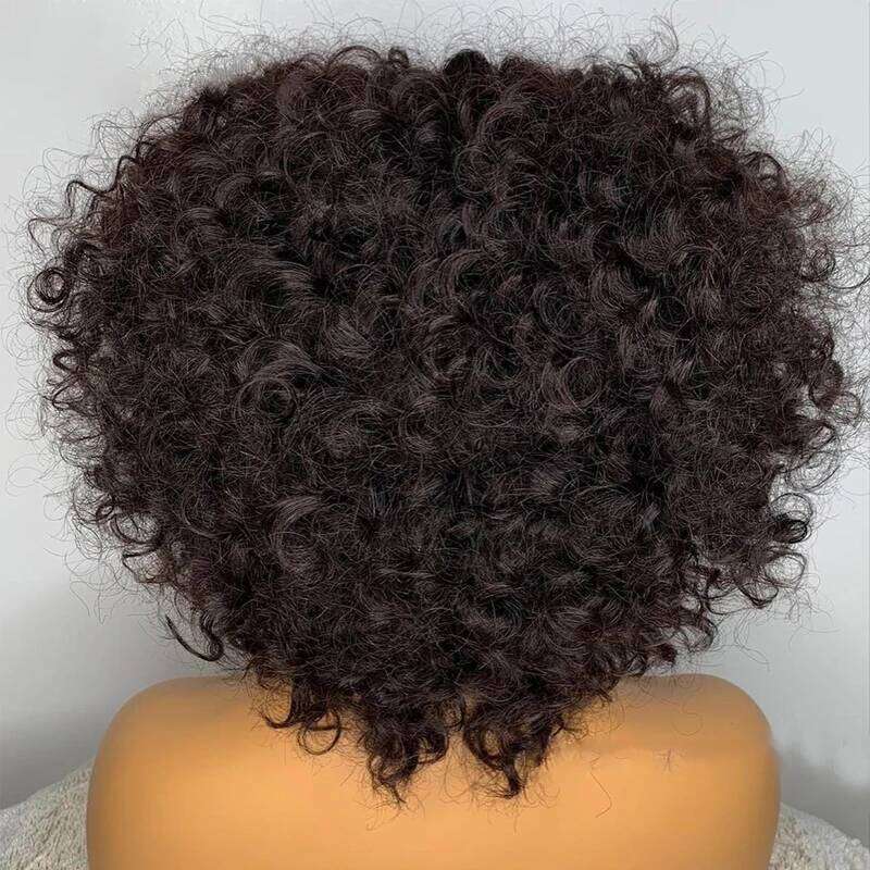 Short Curly Pixie Cut Bob Human Wig Bangs Full hine Wigs For Black Women Remy PrePlucked With Baby Hair Brazilian