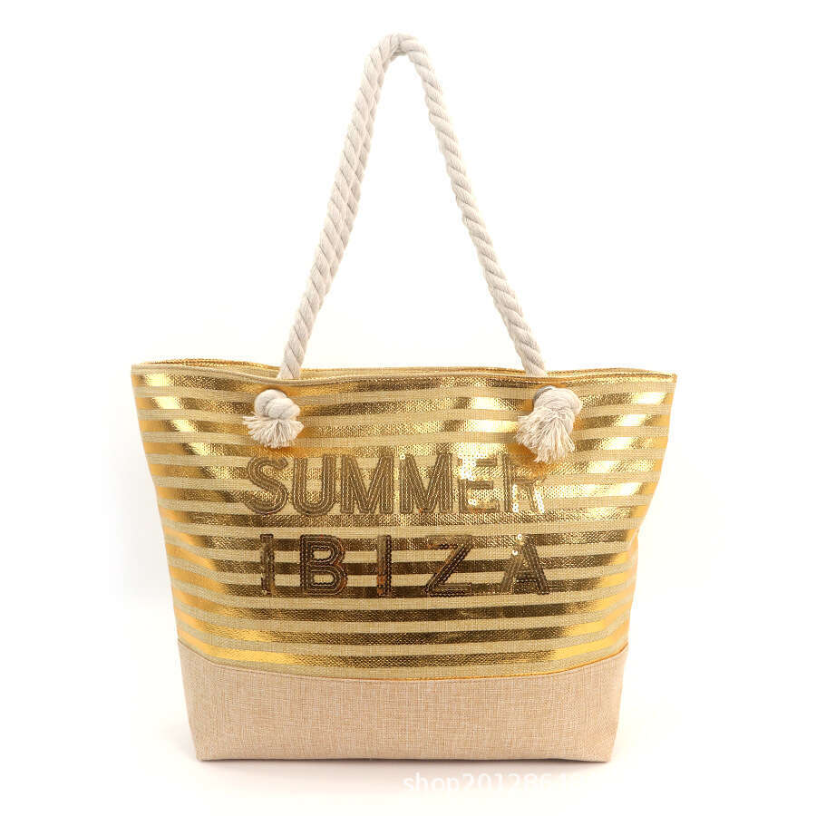 Women's Fashion Canvas Embroidered Letter Storage With Personalization Beach Bag Multiple Designs