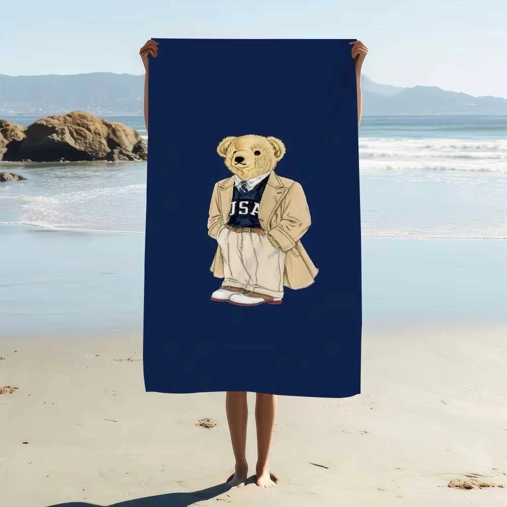 Fashion P-polo Bears Printed Towel Pool Beach Portable Quick Dry Sand Outdoor Swimming Travel Blanket Thin Mat Bath Towels S25610