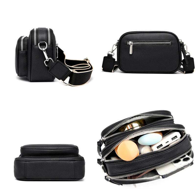 100%Genuine Leather Crossbody For Women Shoulder Messenger Bag Handbag Female Solid Color Cowhide Multilayer Tote Sac