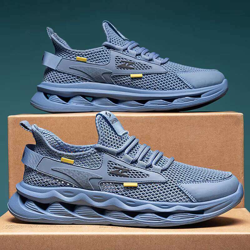 High Quality Knitted Fabric Running Lightweight Breathable Large Size Sports Jogging Casual Men's Shoes