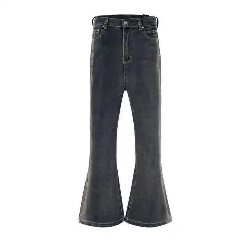PFNW American High Street Washed Gradient Blue Belt Design Dragged Casual Jeans Micro Flare Pants Mens Tide Trousers 28W5711 M250610