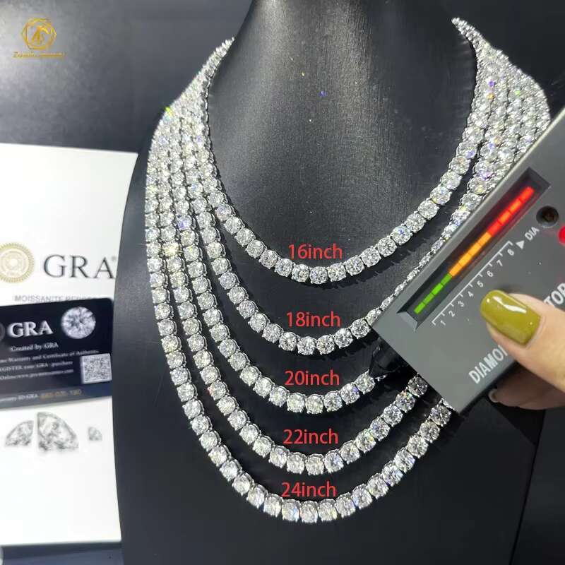 OACOCA Luxury Real 10K 14K Gold Out Diamond Tennis Chain Men Women 2mm 3mm 4mm 5mm Bracelet GRA Certificate Moissanite Necklace