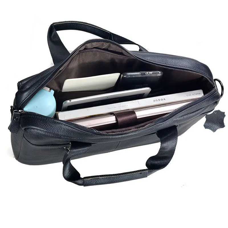 Large Mens Genuine Leather Handbag for Men Business Travel A4 Paper Messenger Bag 14 Inch Laptop Shoulder Bag Male Briefcase W250610