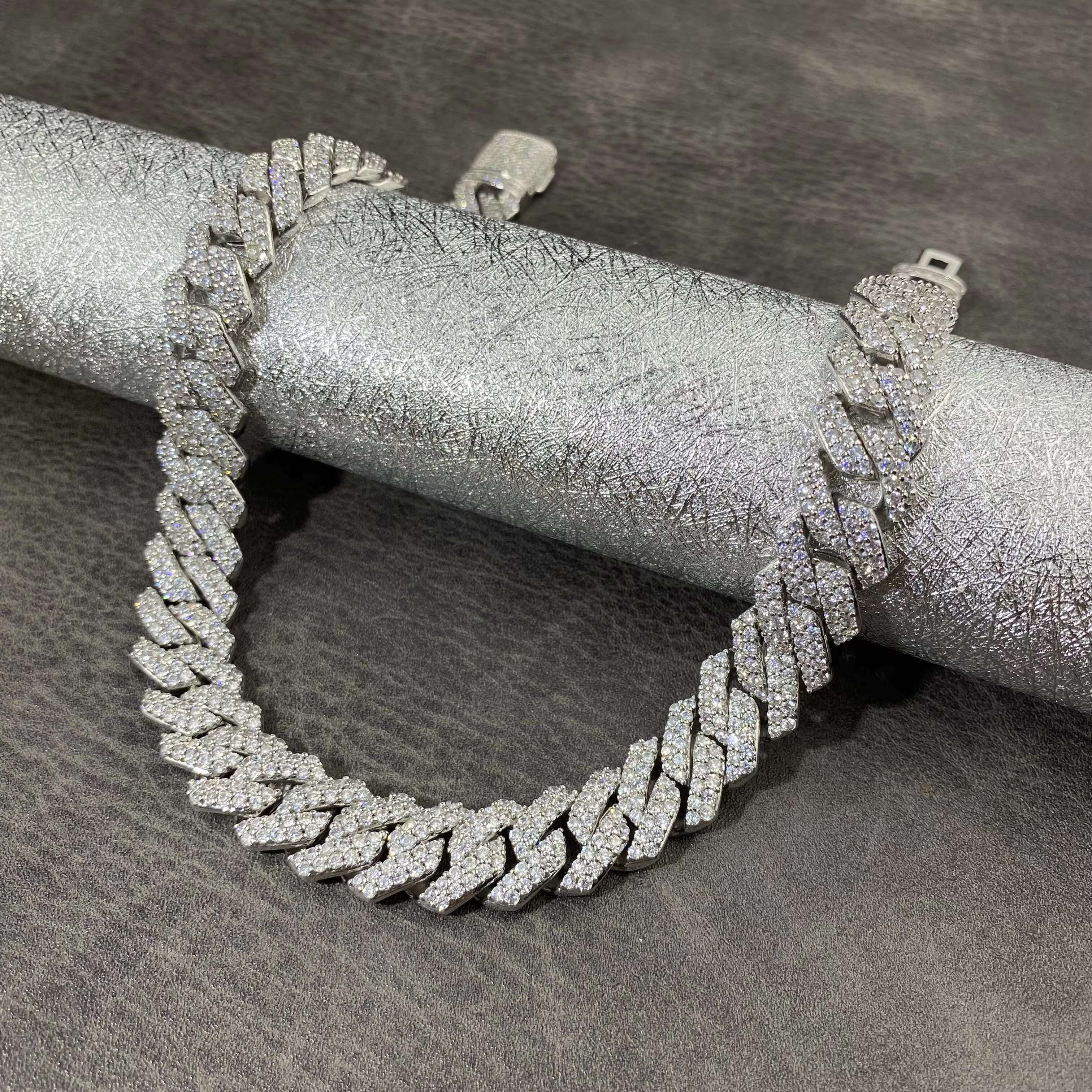 OACOCA Diamond Tester GRA Moissanite Luxury Rapper Hip Hop 925 Silver 14mm Cuban Link Chain Bracelet Custom Hip Hop Fine Jewelry