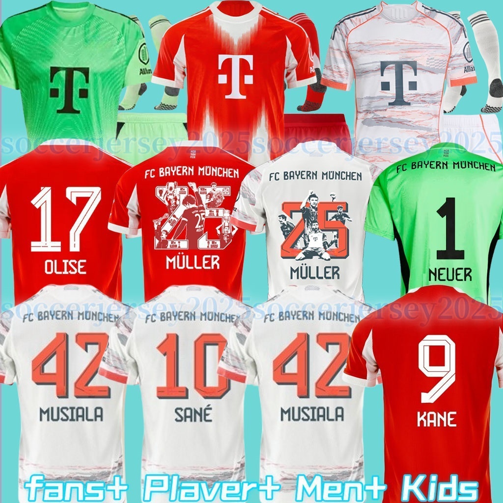 BAYERNS mUNIch KANE 125th anniversary soccer jerseys 25 26 SANE KIMMICH MULLER DAVIES COMAN home football shirt GORETZKA GNABRY MANE 2025 jersey MUSIALA Men Kids kit