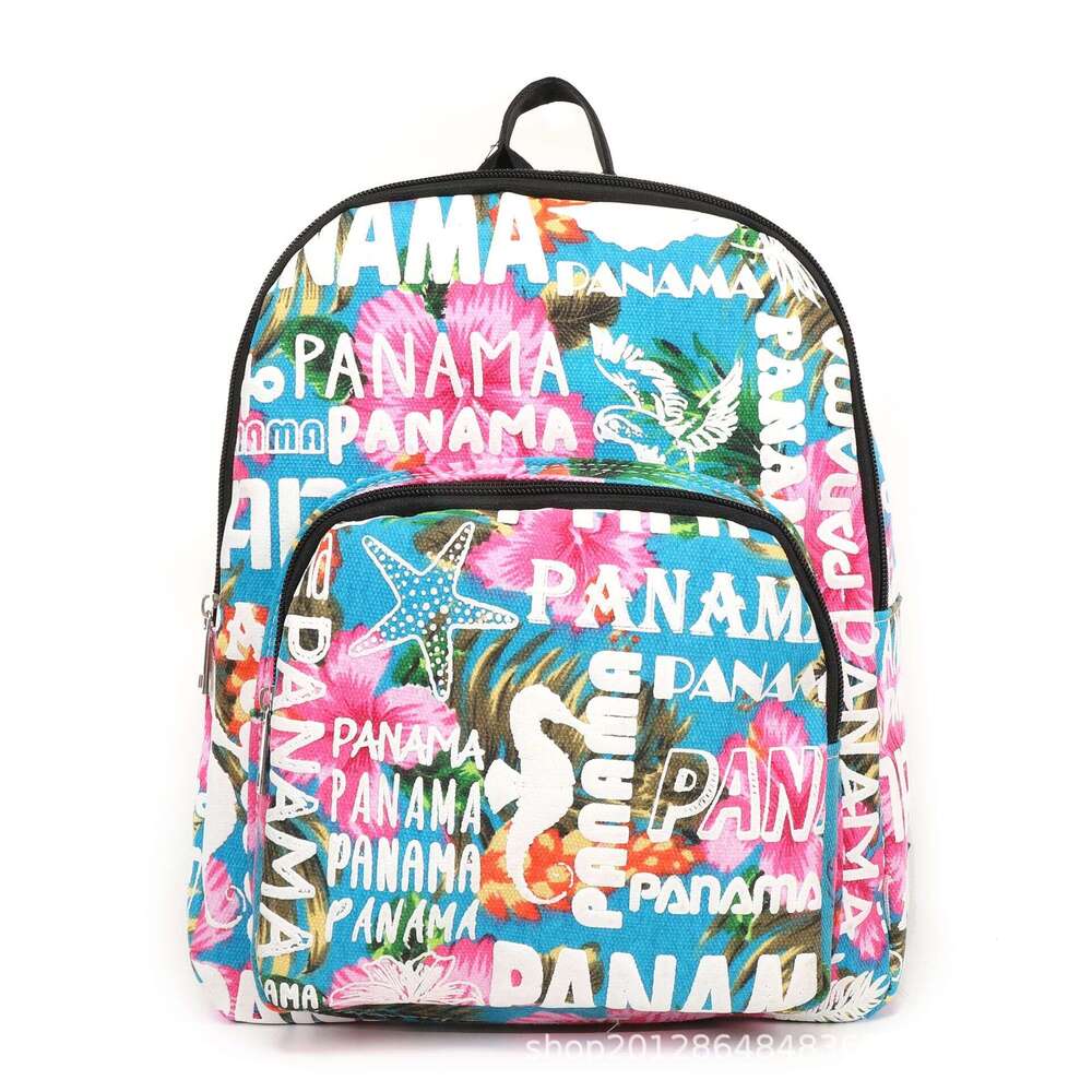 Trendy Letter Flower Print Bag Personality Fashion Casual Travel Street Canvas Backpack