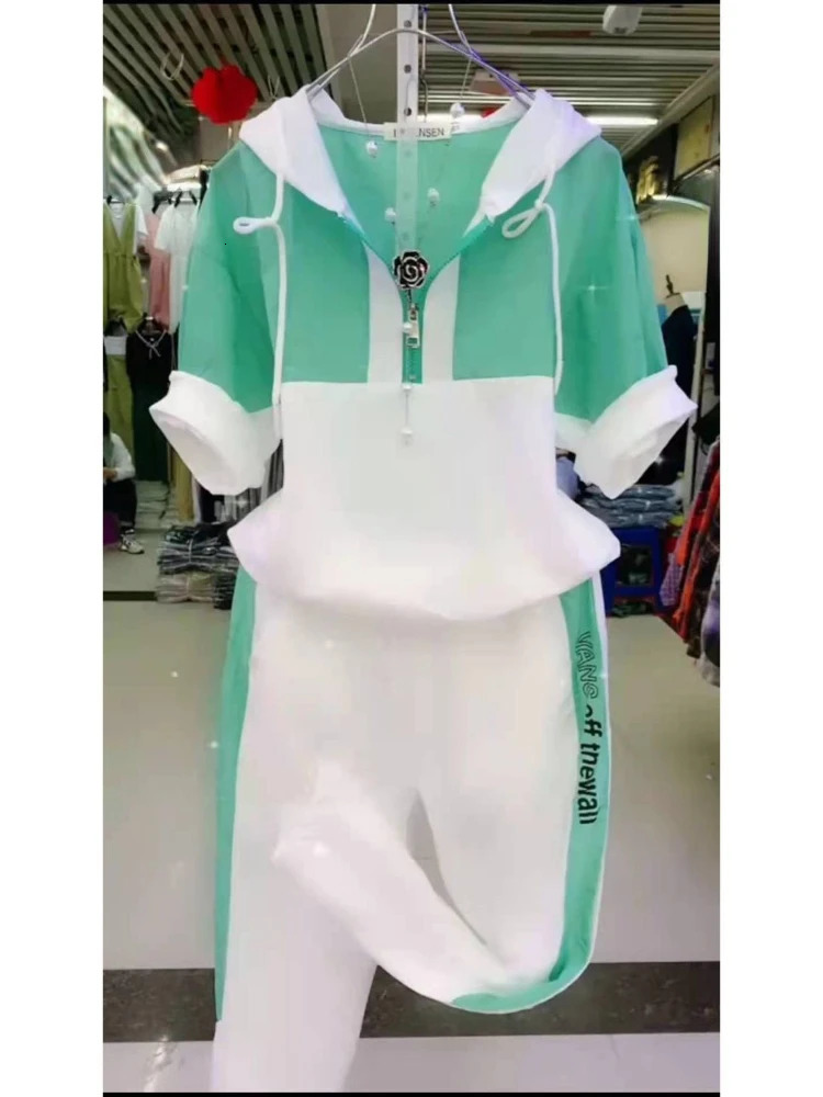 Spring Summer Fashion Sports Sets Thin Sleeve Hoodies Suit Female Sports Leisure Two-piece Set Casual Tracksuits Sportswear 250609
