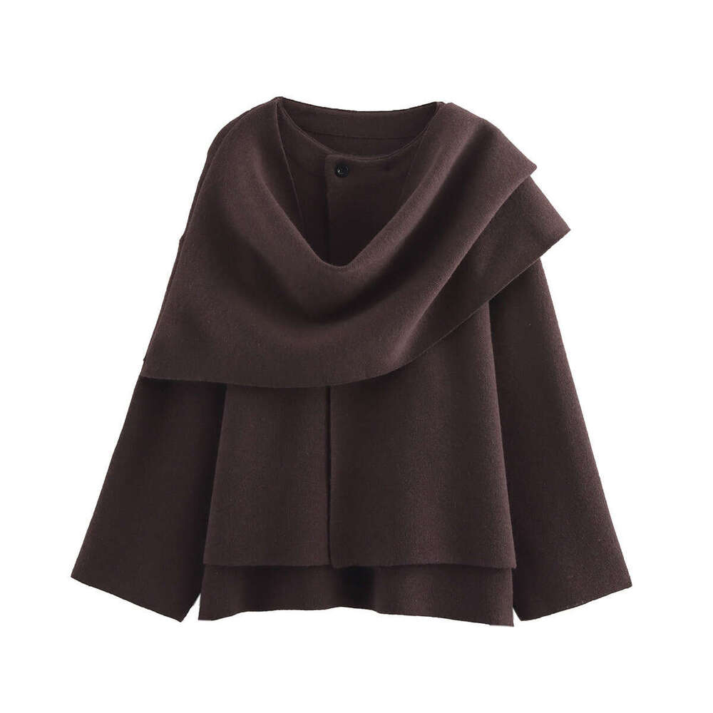 Autumn New Style Asymmetric Scarf Short Loose Knit Cardigan Coat B5
