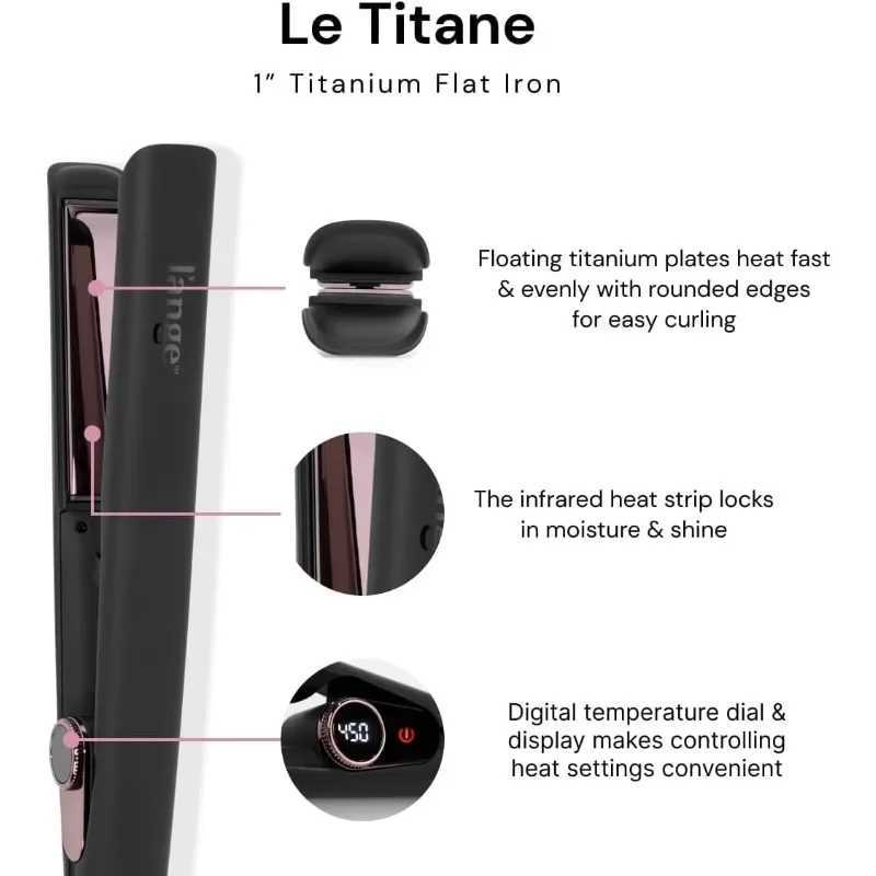 LANGE HAIR Le Titanium Flat Iron Hair Straightener and Curler 2 in 1 Best Curling Flat Iron for All Hair Types (Black 1) W250610