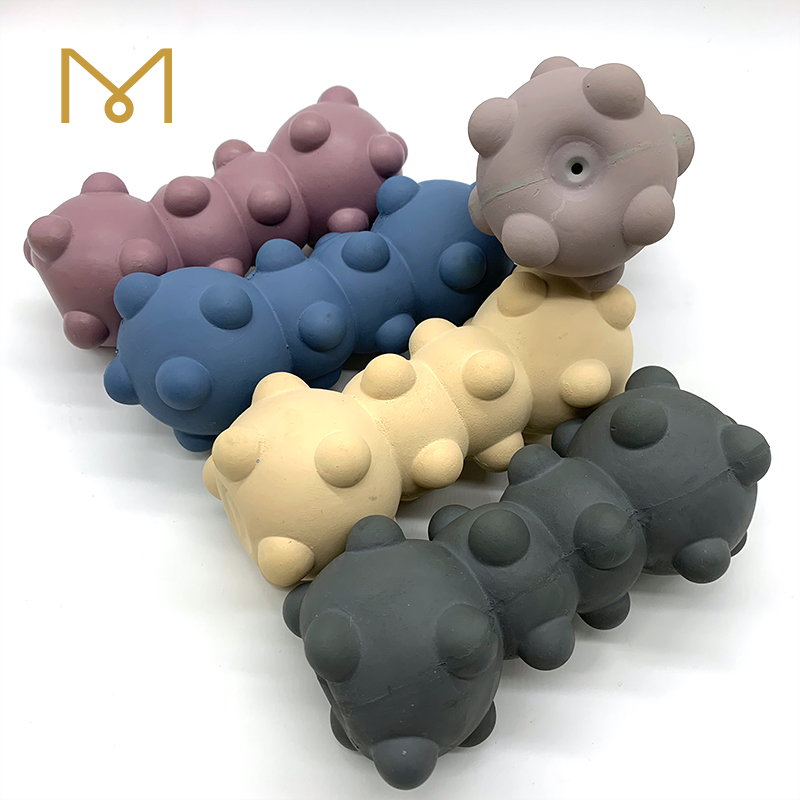 Dog Rubber Chew Bone Toys Squeaky Wholesale Interactive Training Teeth Cleaning Chew Proof Dog Pet Toys 4pcs/Pack