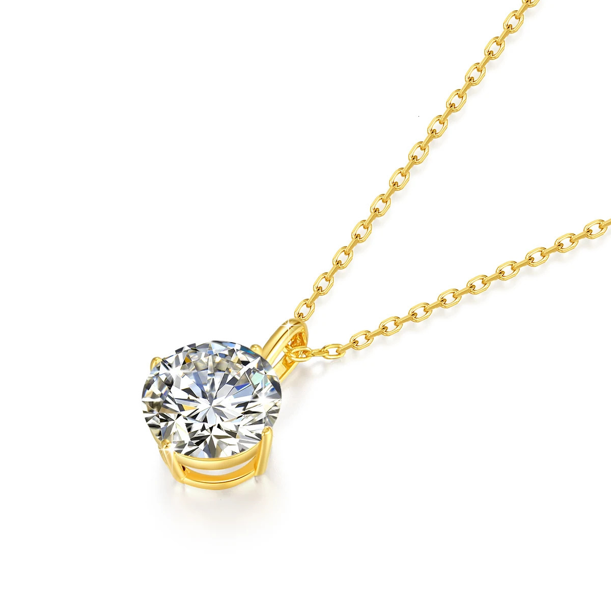 100% Real 14k AU585 Gold Pendant D Color Necklace For Women 0.5ct/1ct/2ct/3ct Engagement Jewelry 250609