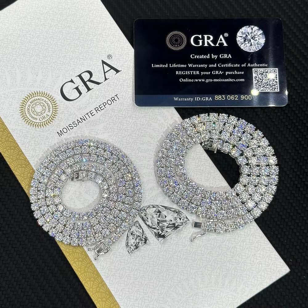 OACOCA 925 Silver 3mm/4mm/5mm Moissanite Tennis NecklaceVVS Moissanite Iced Out Necklace Bracelet Moissanite Tennis Chain
