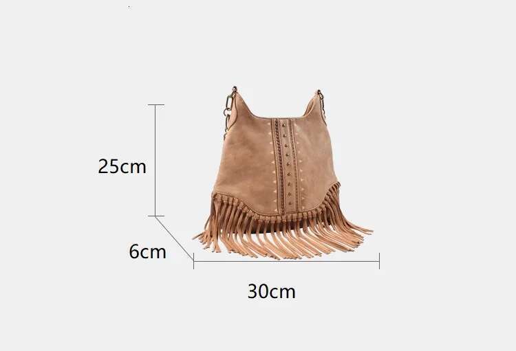 Vintage Women Handbags PU Leather Tote Tassel High Qualtiy Chain Shoulder Bag National Style Gifts Satchel