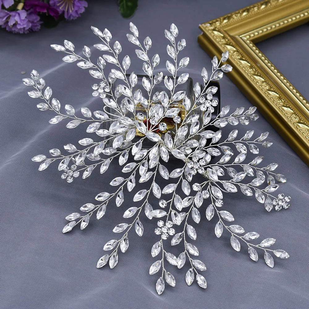 A422 Silver Bridal Hair Piece Shinny Wedding Headbands Tiaras Handmade Wedding Hair Accessories Head Jewelry Bride Headwear 250610