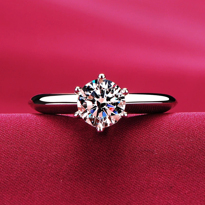 Solitaire 1ct Lab Diamond Ring 100% Real 925 sterling silver Engagement Wedding band Rings for Women Bridal Party Jewelry 250610