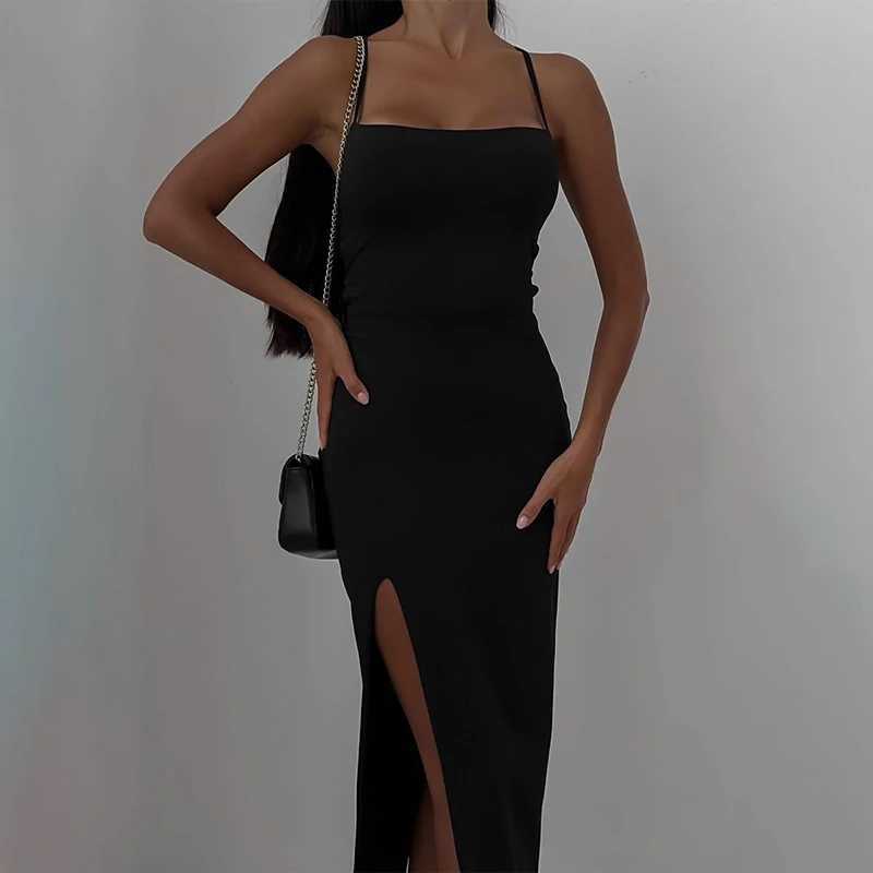 Summer Fashion Dress Women New Sleeveless Backless Bandage Bodycon Sexy Split Dresses Casual Streetwear Club Party Elegant Dress XJ250610