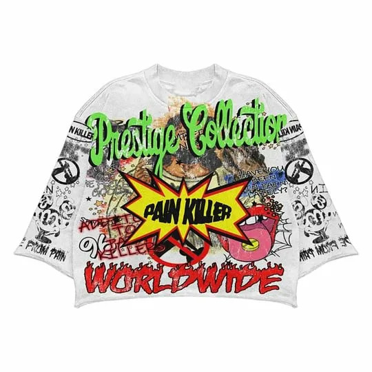 Personalized Street Fashion Graffiti Tshirt Y2K Clothing Mens Hiphop Pattern Printing Shortsleeved Cotton Tops 250610