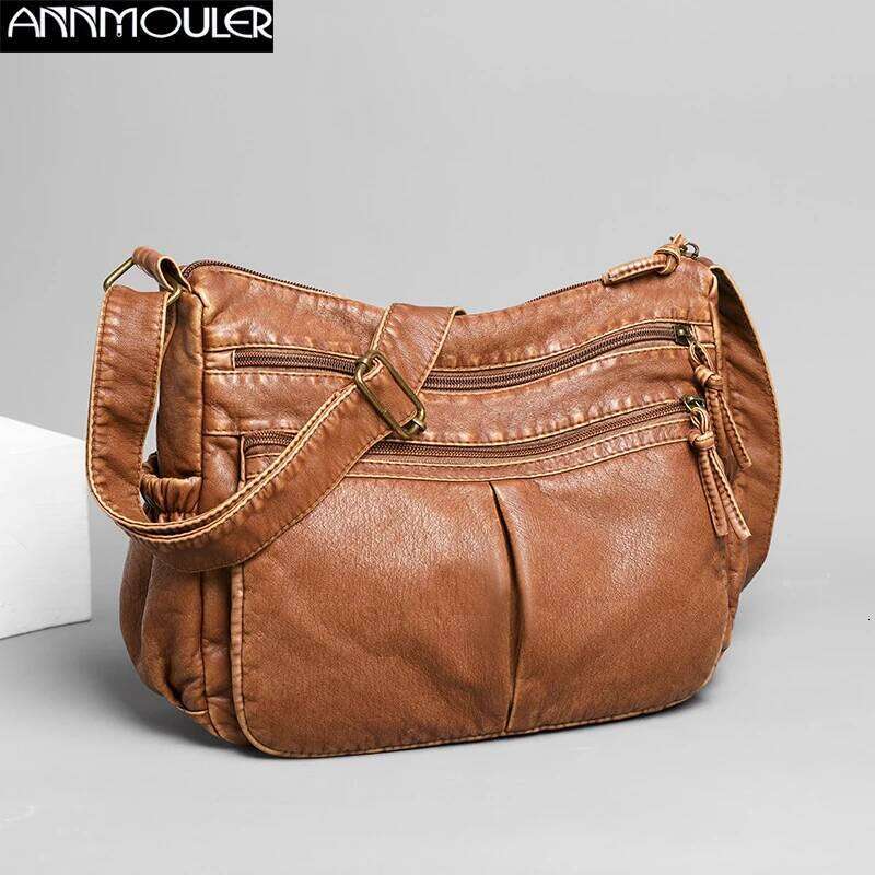 Annmouler Designer Women Shoulder Pu Leather Crossbody Bag Soft Bags For Women Quality Sac A Main Femme Pockets Bolsas