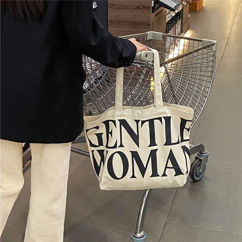 2023 Spring Summer New Ins Niche Design Thai Canvas Tote Fashion Simple Letter Large Capacity Shoulder Bag