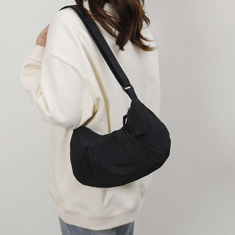 Pleated Soft For Women, Crossbody Dumpling Large Capacity Student Class Simple Fabric Commuter Bag, Shoulder Bag